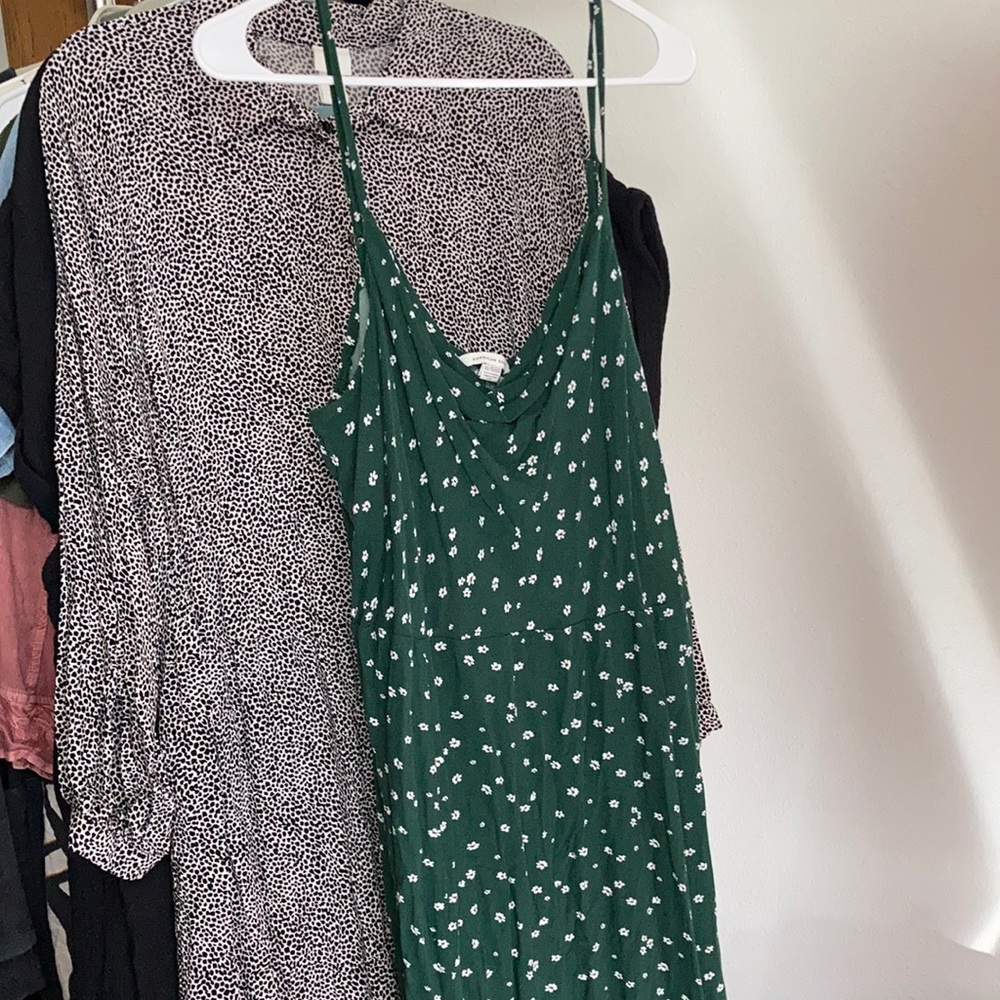Green floral slip dress